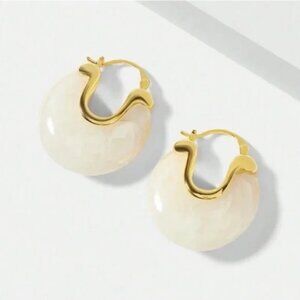 New! Anthropologie Gold Acrylic Huggie Earrings NWOT